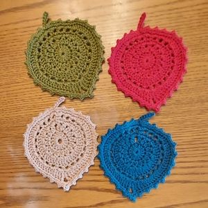 Crochet Leaf Coasters